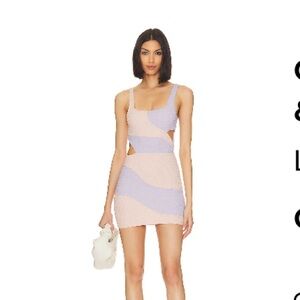 Lovers + Friends Colorblock Mini Dress in Pink and Purple